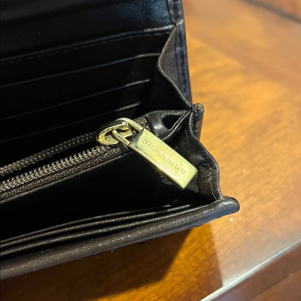 Burberry Beige Check Continental Coated Canvas Wallet / Chocolate Brown Trim - Picture 12 of 14